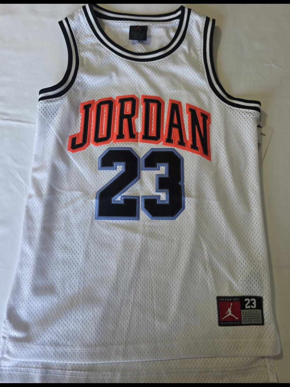 Jordan Boys #23 Jersey Size M 10/12 White Mesh Basketball NWT